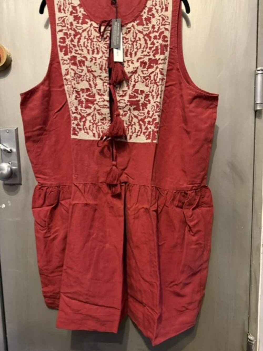 Retro Embroidered Tencel & Linen Mini Dress - Picture 7 of 16